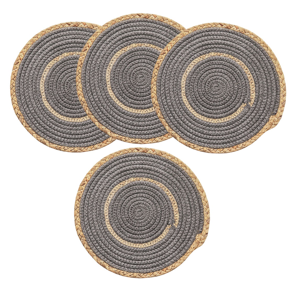Hand Woven Rattan Cotton Rope Round Placemats Set of 4 Etsy