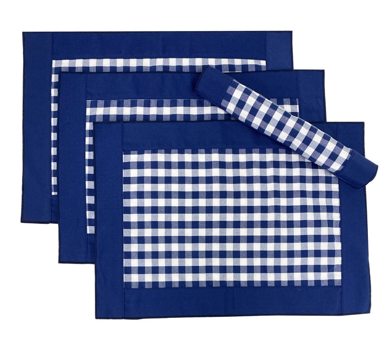 Solid Trim Buffalo Plaid Reversible Placemats Set of 4 Etsy