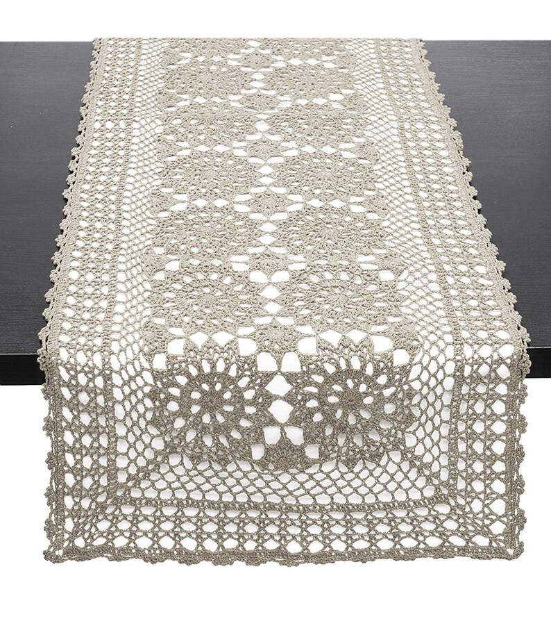 Handmade Crochet Lace Cotton Rectangular Table Runner Etsy