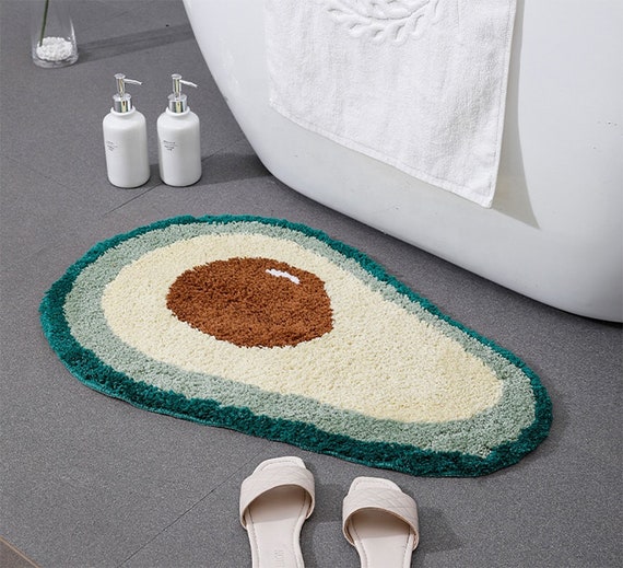 Avocado Shaped Anti-slip Bath Mat Small Bathroom Rug 20 W X 32 L Fruit  Water Absorbent Plush Foot Mat for Kids Room, Nursery Décor 