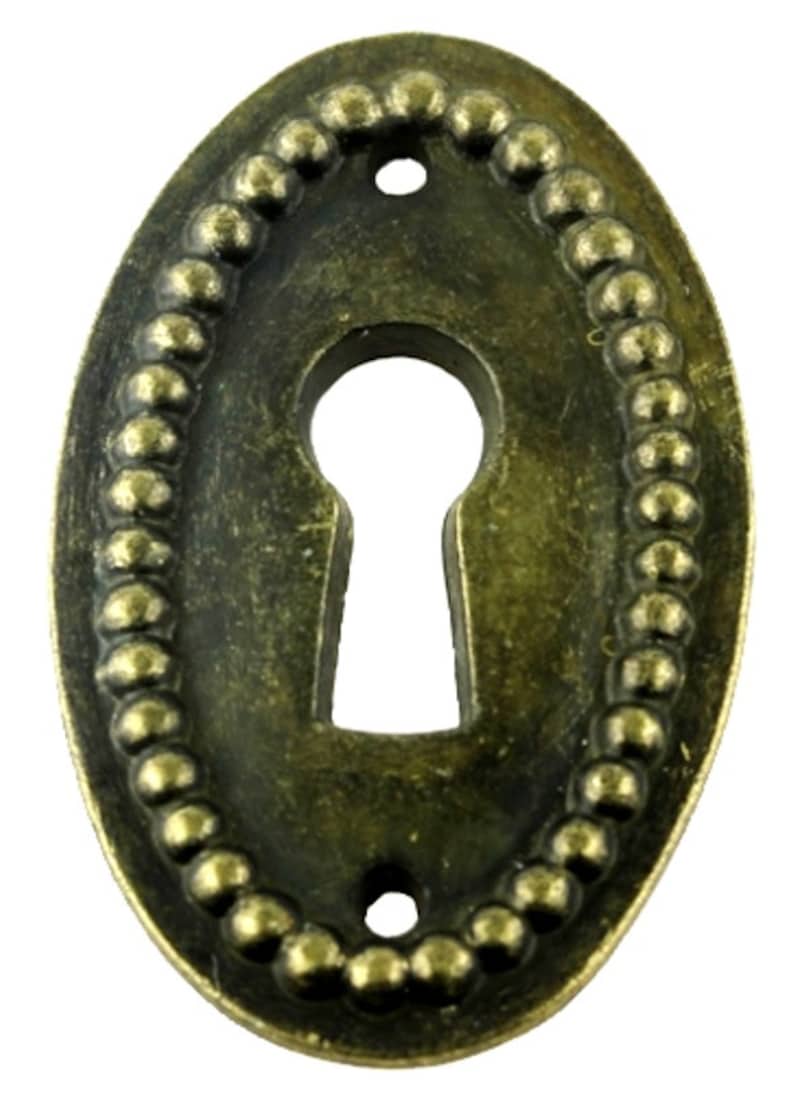 Antique Brass Oval Beaded Keyhole Cover Escutcheon B260 Etsy