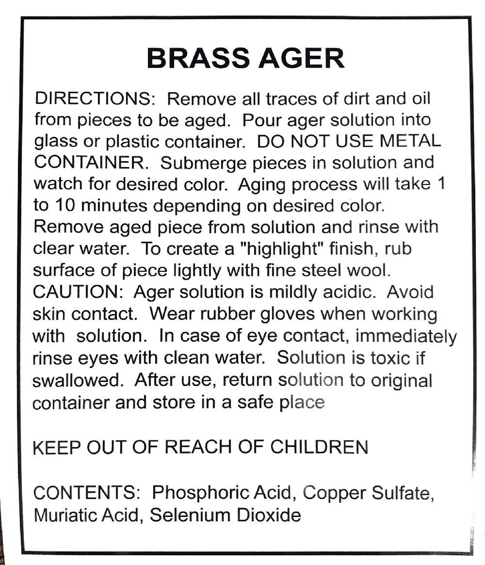 Metal Brass Ager & Darkening Solution 8 0z Part M3 Use to Etsy