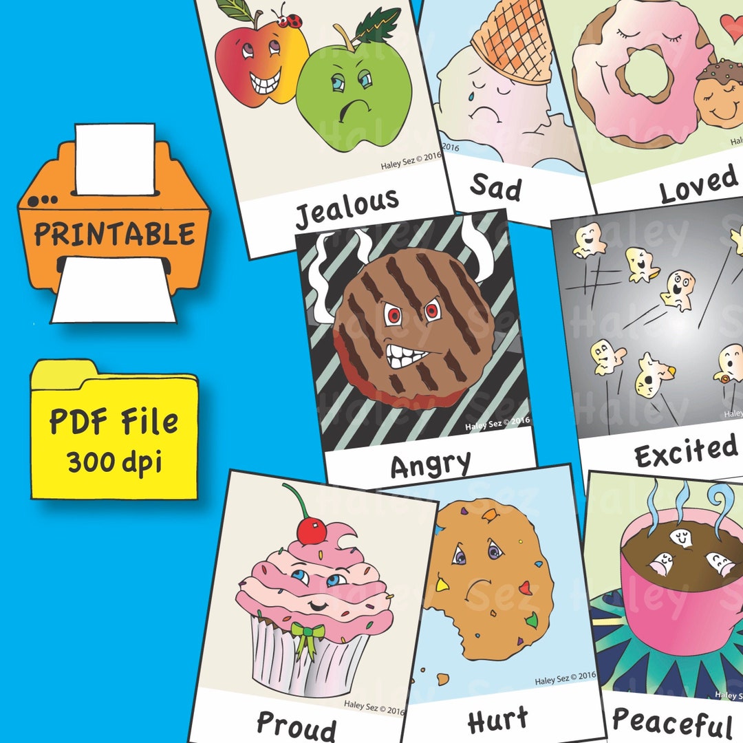Printable Funny Food Feelings Flash Cards Social emotional Learning printable-funny-food-feelings-flash-cards-social-emotional-learning