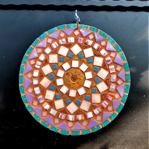 Mosaïque mandala murale, mandala wall art, mosaïque mandala trivet 05 image 1