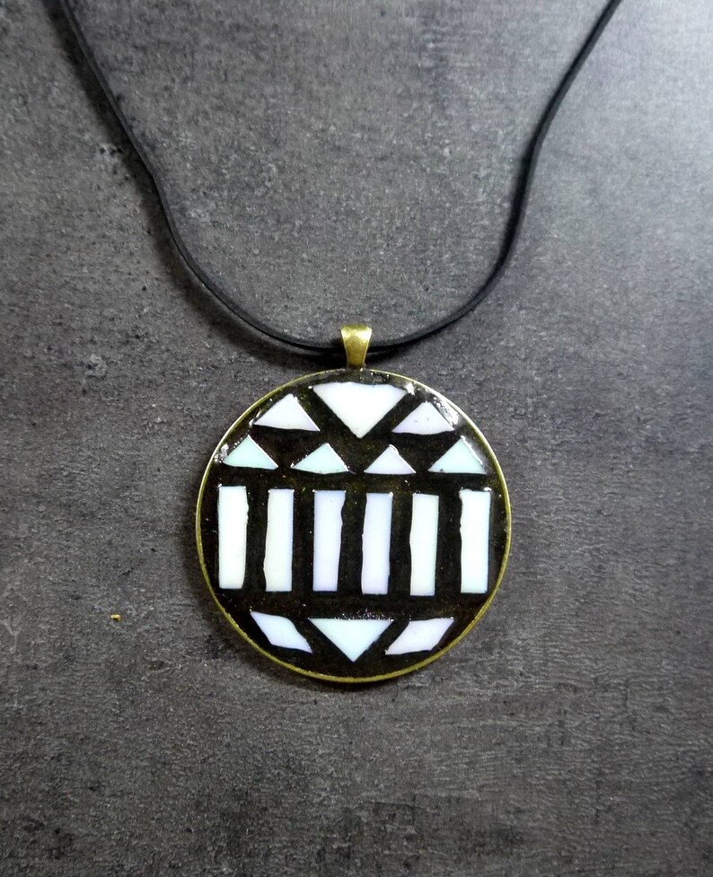 Round mosaic pendant Handmade pendant BOHO pendant Mosaic necklace pendant FREE SHIPPING!