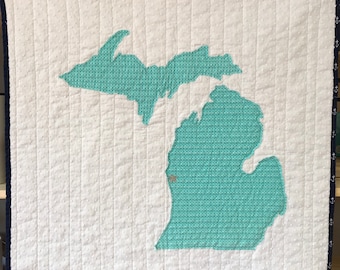 Michigan Quilt Michigan Art Quilt Great Lakes Quilt Modern Art Quilt Pattern