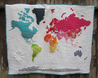 World Map Quilt Pattern/ Small Wall Art World Quilt Pattern Map Quilt Pattern World Pattern Wall Quilt