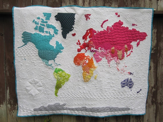 Map Of The World Quilt | Churchillsofbuckhead.com