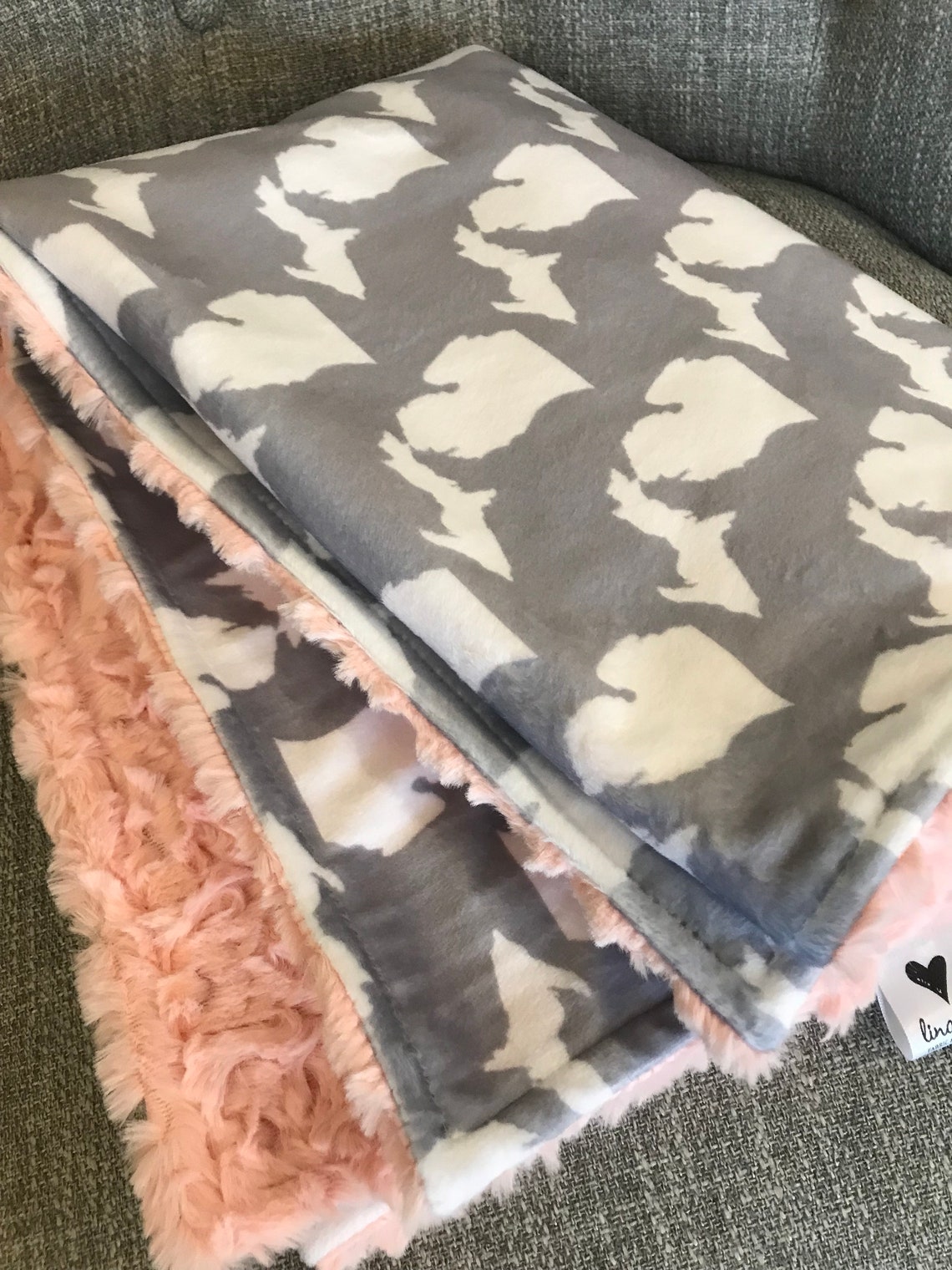 Michigan Minky Blanket Michigan Great Lakes Baby Blanket Baby Etsy