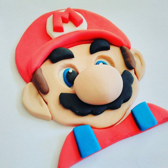 Super Mario inspired fondant cake topper birthday cake | Etsy