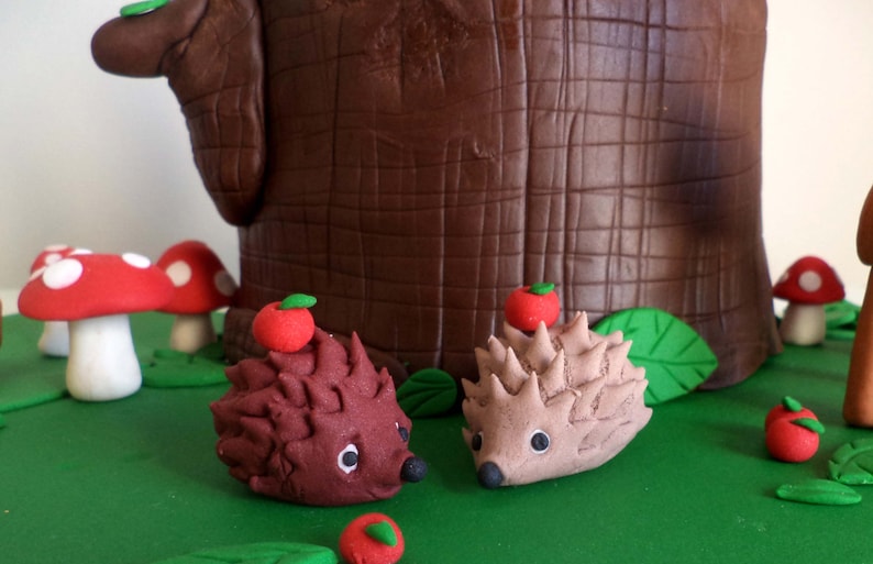 Fondant Hedgehogs Cake Cupcake Toppers Woodland Forest Theme Etsy