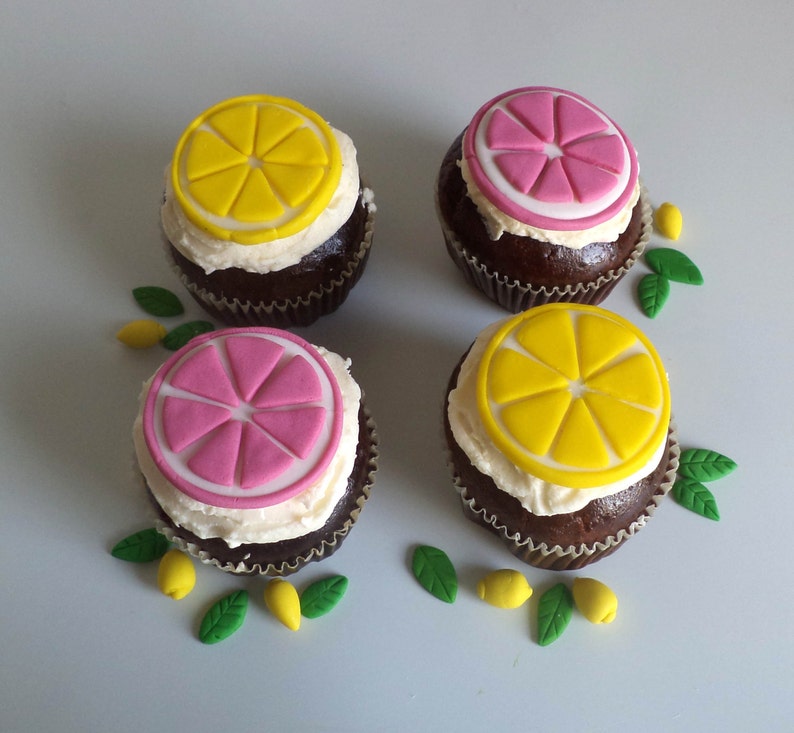 Fondant Lemon Slices and Leaves for Cupcake and Cake Toppers Etsy