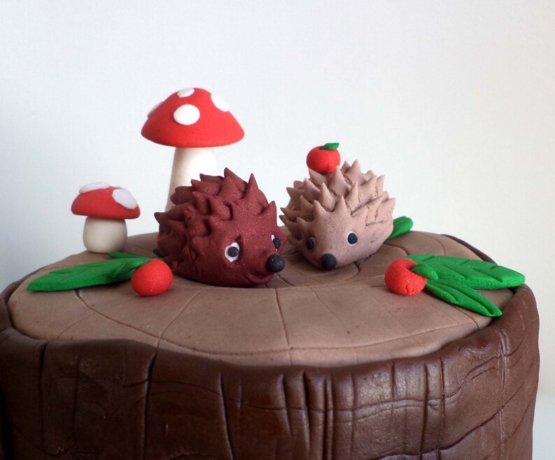 Fondant Hedgehogs Cake Cupcake Toppers Woodland Forest Theme Etsy
