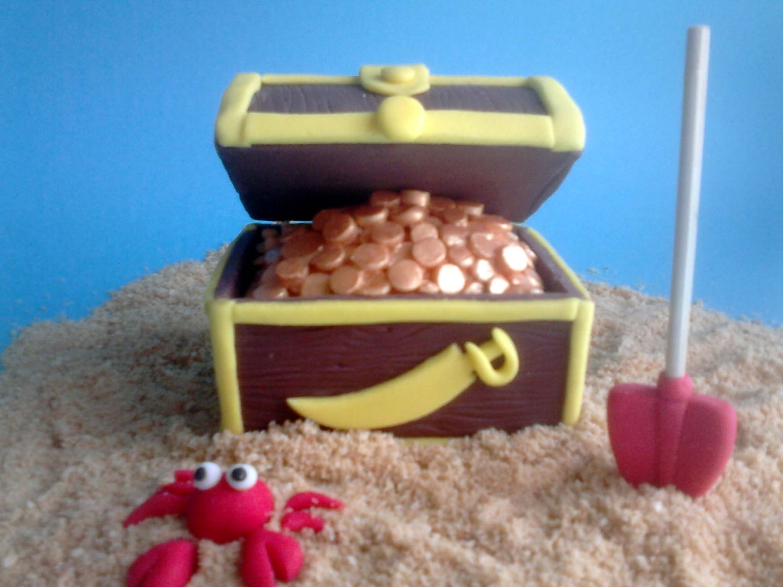 Fondant Jake the Pirate Treasure Chest Cake Topper With a Crab Etsy