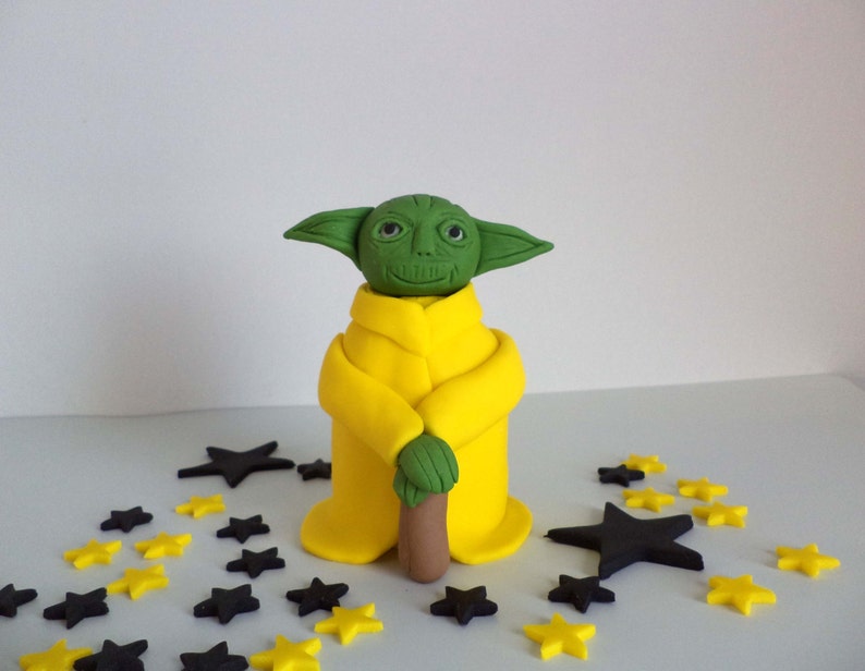 Starwars Yoda Edible Fondant Cake Topper Starwars Cake Decor Etsy Starwars Yoda Edible Fondant Cake Topper Starwars Cake Decor Etsy