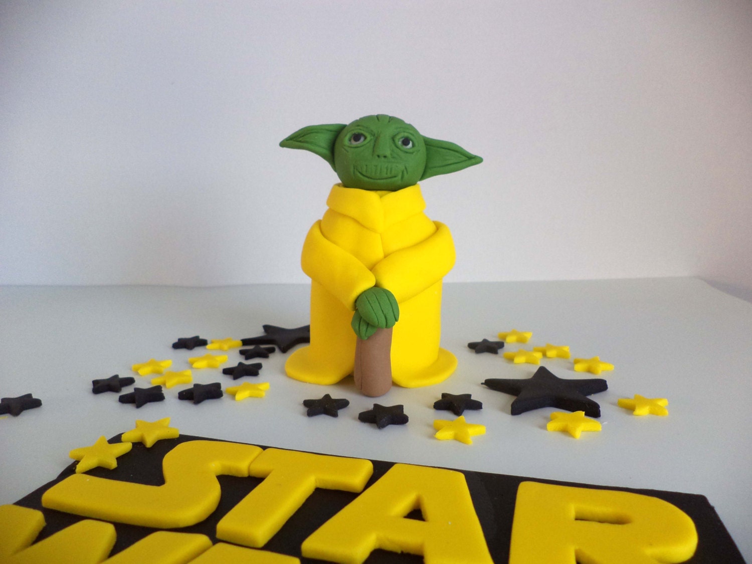 Starwars Yoda Edible Fondant Cake Topper Starwars Cake Decor Etsy