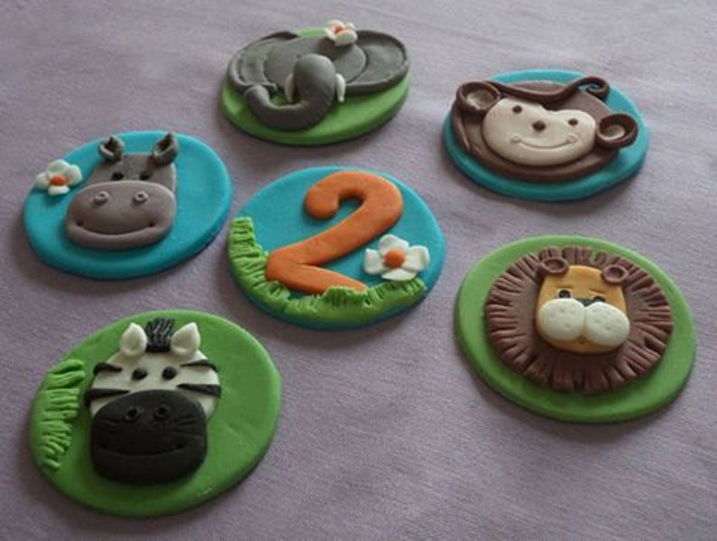 Fondant Jungle Animals Fondant Toppers Etsy