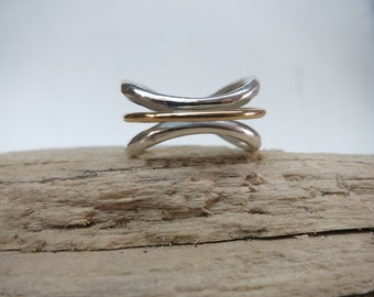 Silver and Yellow Gold Wire Ring