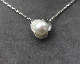 Halskette aus Sterlingsilber und 13 mm großen Süßwasserperlen