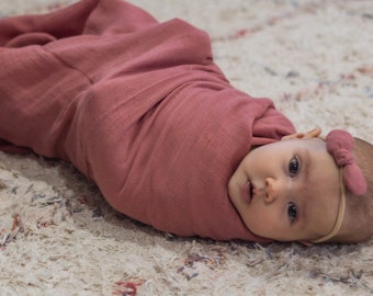 Mauve Rose bamboo muslin swaddle wrap