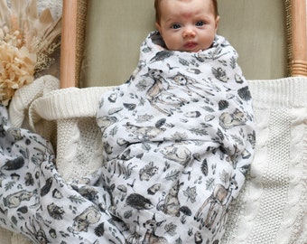Forest bamboo muslin swaddle wrap