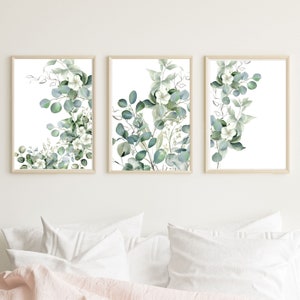 sage green art prints, Sage green Botanical art modern wall print set of 3 wall art set of leaf