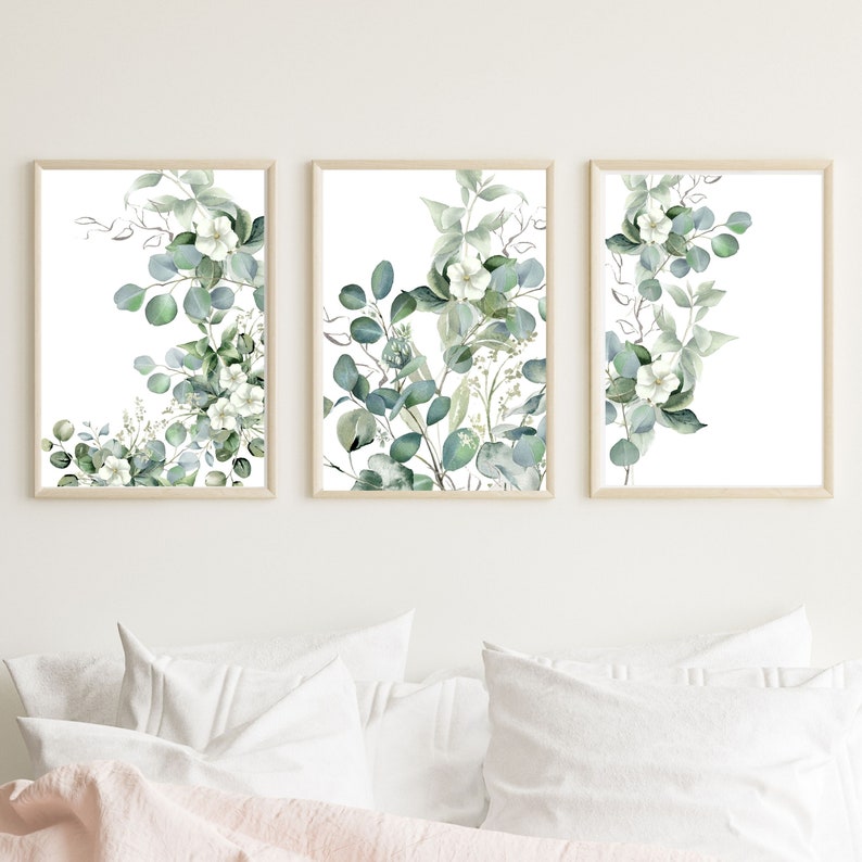 Triptych Wall Art, Sage Green Wall Art Set of 3 Botanical Prints Etsy