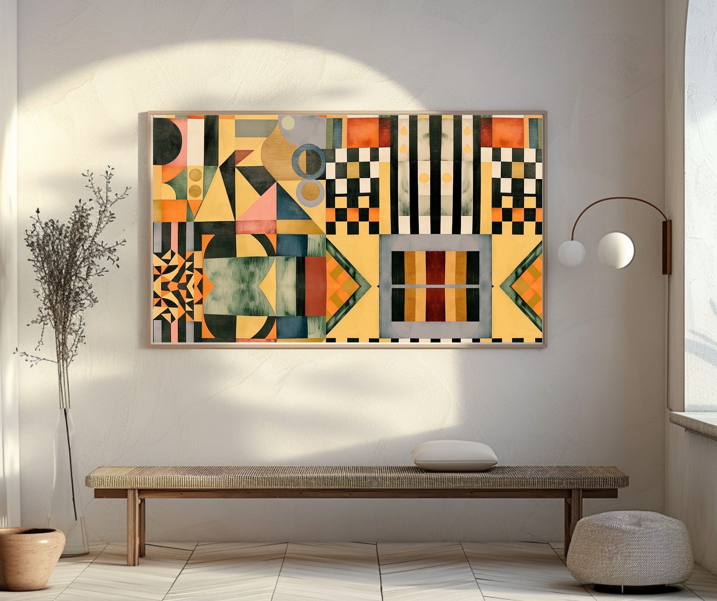 Eclectic Wall Art Living Room Large Abstract Art, Mid Century Modern ...
