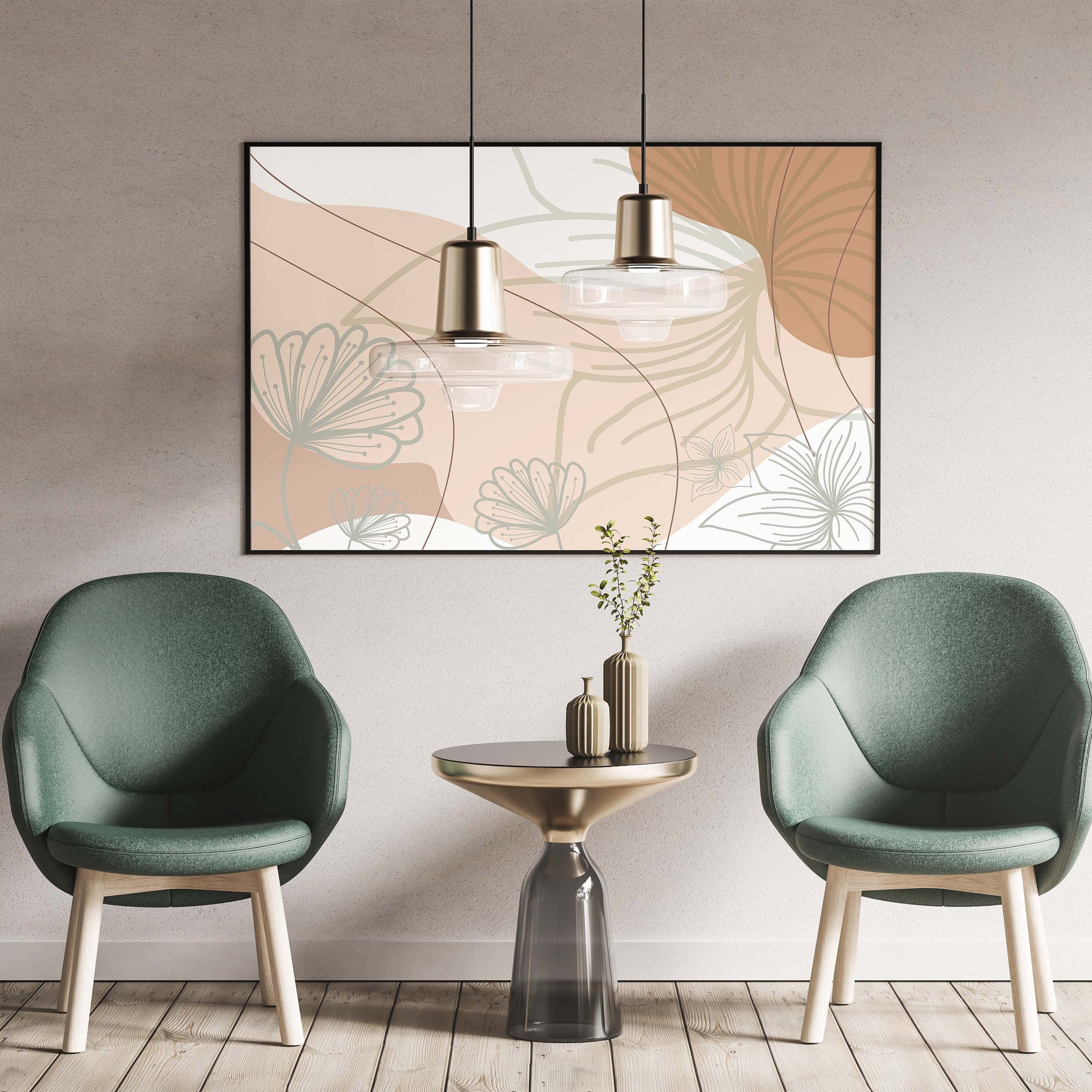 Horizontal wall art digital long horizontal wall art Floral | Etsy