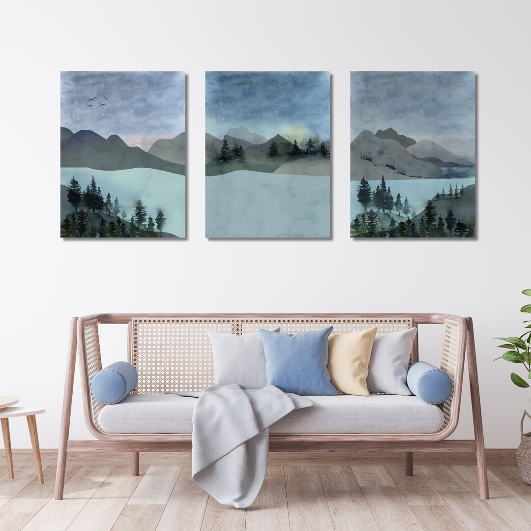 Triptych Wall Art Set of 3 Landscape Art Set of 3 Trendy Etsy