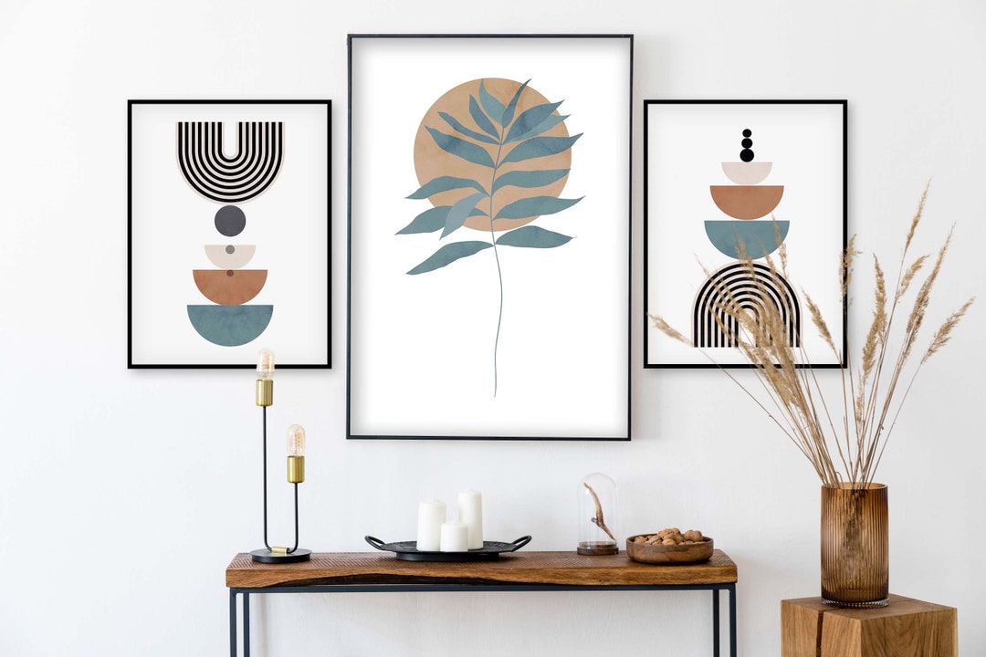 Mid Century Wall Art Set, Set of 3 Boho Prints, Mid Century Art Set ...