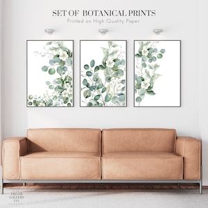Triptych wall art, sage green wall art set of 3 botanical prints for Living room kids room nature inspired room decor