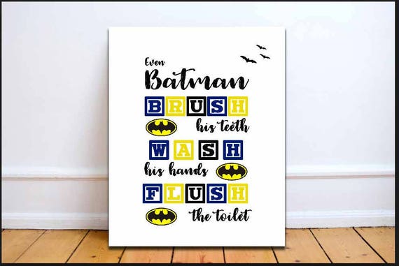 Batman Bathroom Art Batman Bathroom Printable Batman Decor Etsy