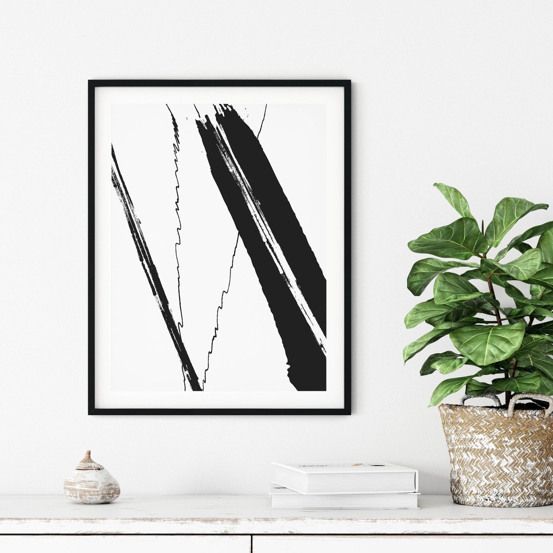 Black and White Wall Art, Downloadable Black and White Prints, Abstract ...