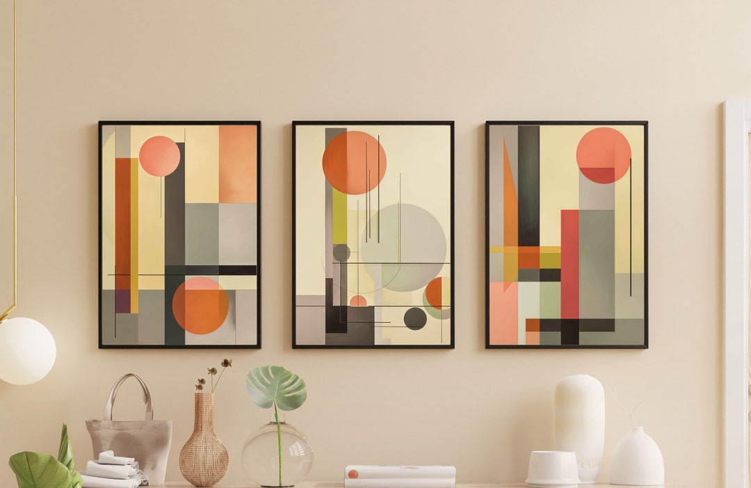 Bauhaus Poster Set: Mid-century Modern Geometric Wall Art - Etsy