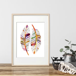 Feather wall art print, Feather art print Free Shipping