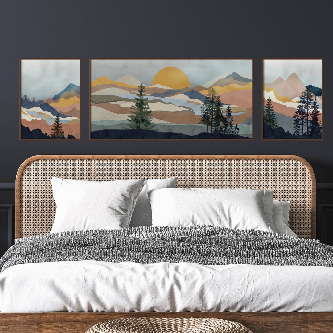 Set of 3 Landscape Triptych Wall Art for Over the Bed Art Set - Etsy
