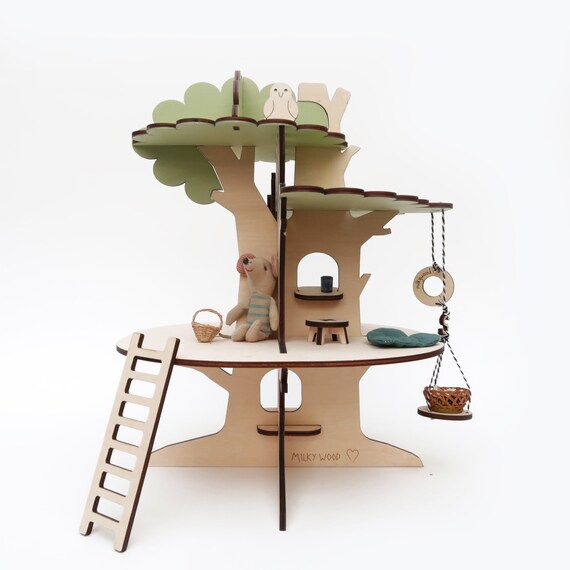 wooden treehouse dollhouse