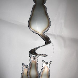 Cat wind chime with 3 cats cut from stainless steel