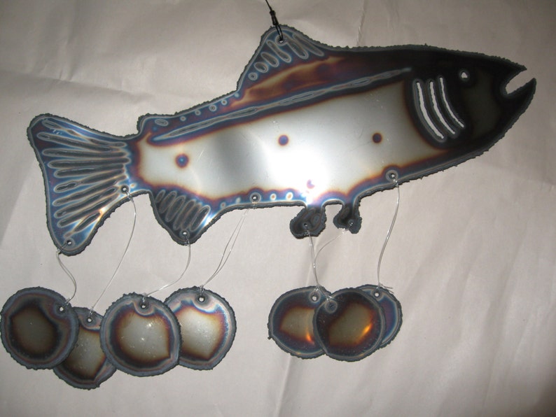 Trout Wind chime cut from stainless steel
