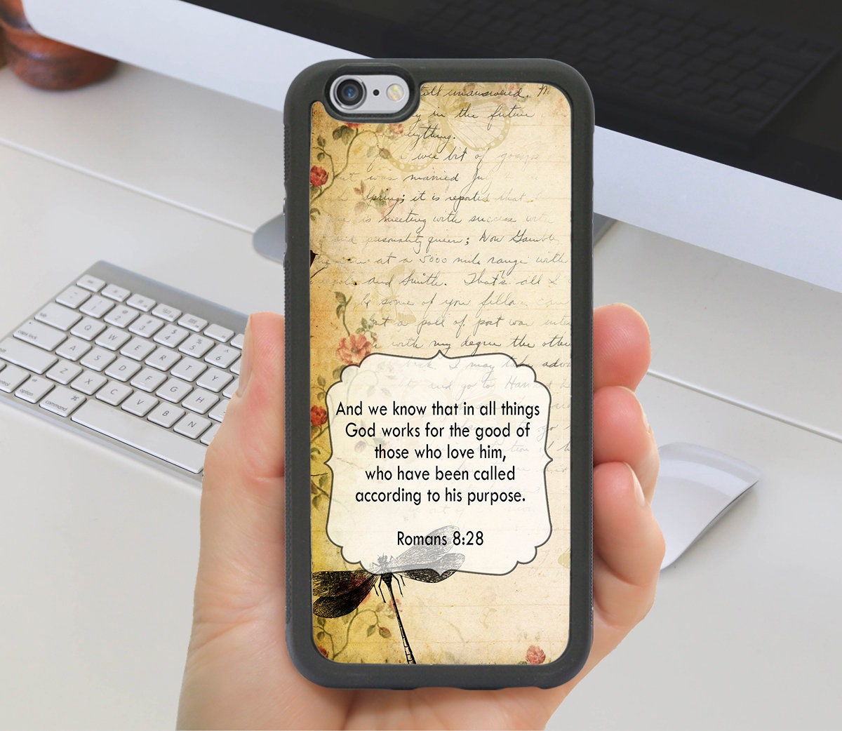 Romans 8 28 Bible Verse Dragonfly Cute Phone Case Iphone 7 Etsy