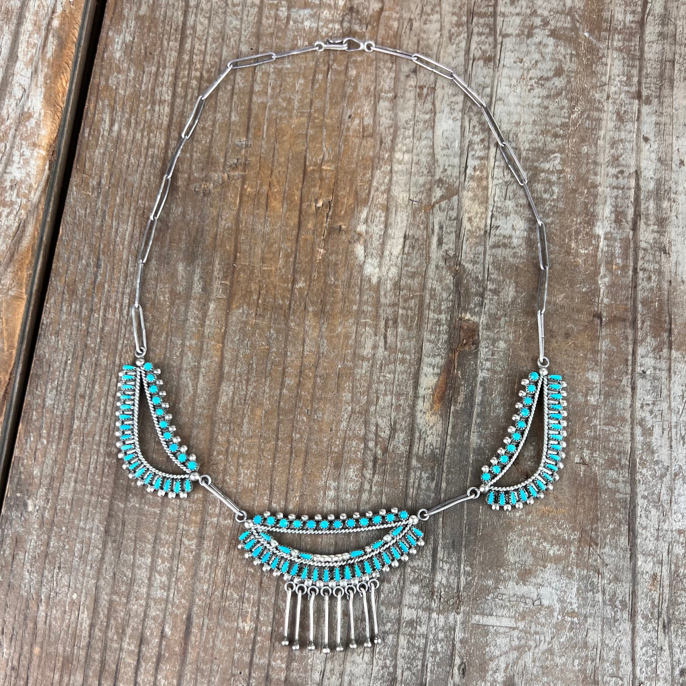Zuni Turquoise Petit Point Necklace by Norman & Virginia Hooee - Etsy