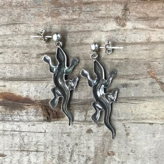 Sterling Silver Lizard Earrings - image 2