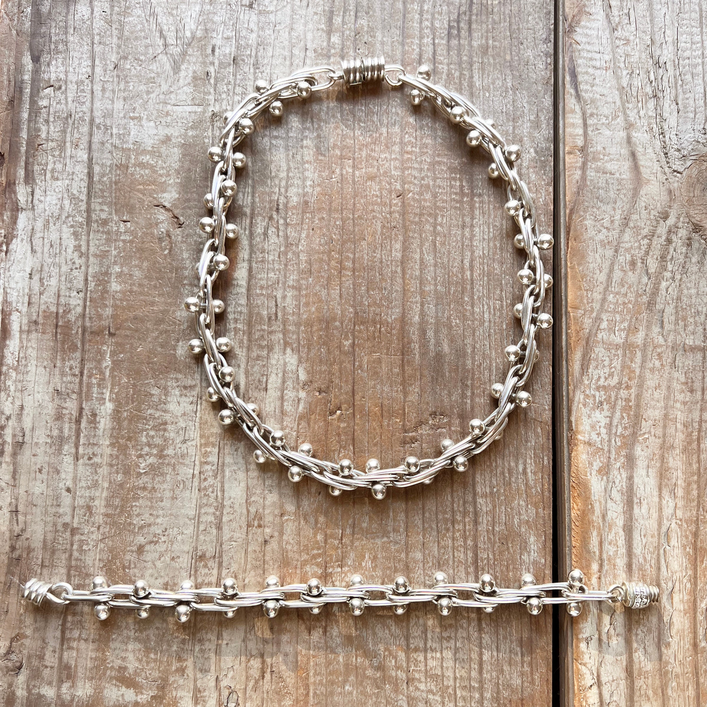 Vintage Mexican 950 Silver DNA Necklace and Bracelet Set - Etsy