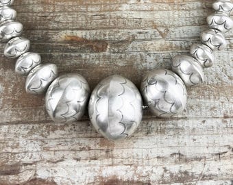 Graduate Navajo Silver Bench Bead Necklace