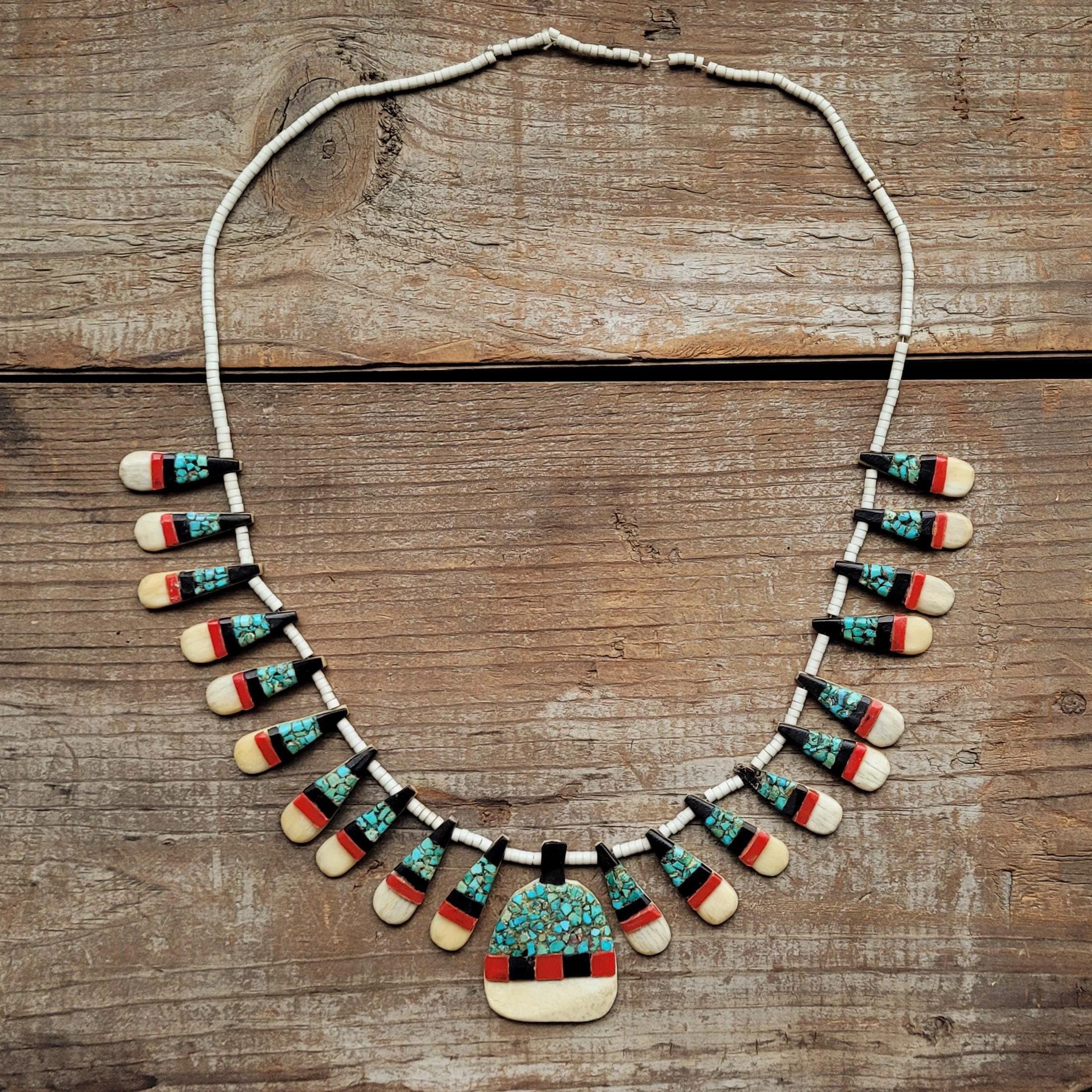 アクセサリー Kewa Pueblo Traditional Inly necklace Kewa Pueblo Necklace - Etsy