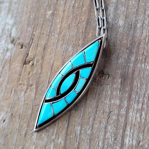 Double Humming Bird, Channel Inlay Pendant, Zuni
