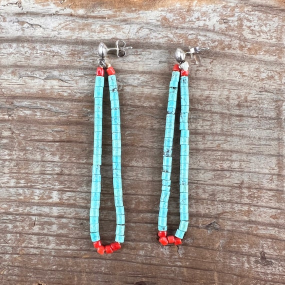 Turquoise and Coral Jacla earrings - image 1