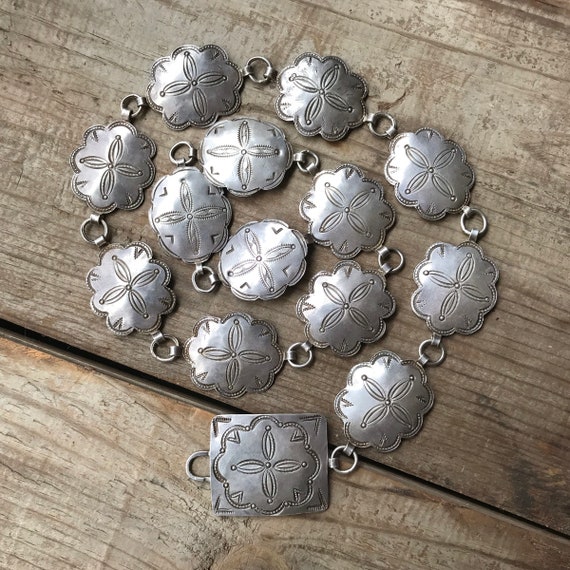 Navajo Coin Silver Concho Belt