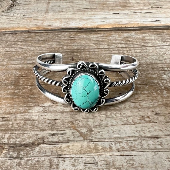 Turquoise and Sterling Silver Cuff - image 1